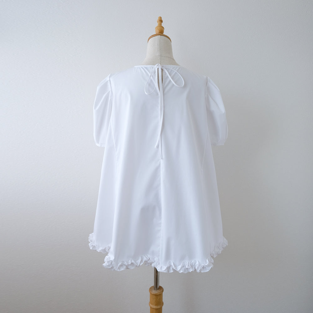 Puff sleeve hem frill blouse LA0123