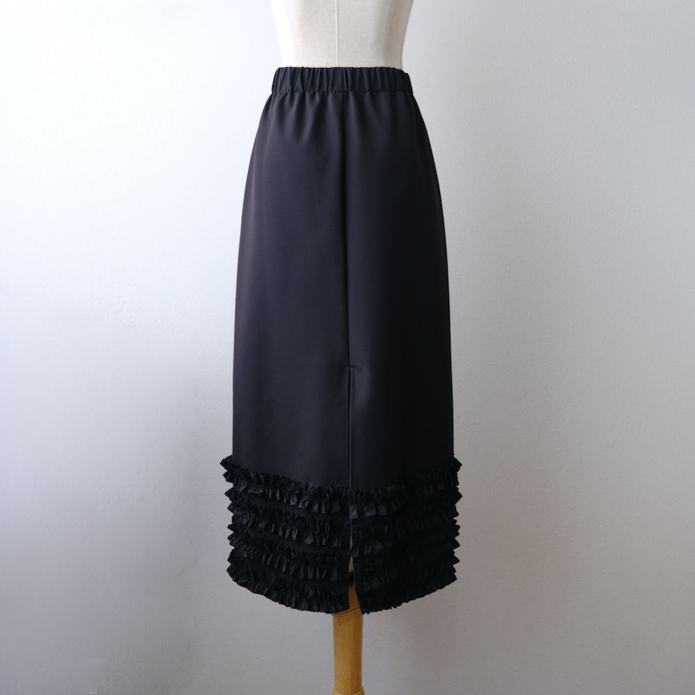 Hem frill long skirts black LA01098